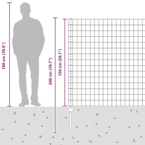 Cerca Euro com 10 Postes Cinza 1.5x10 m Aço