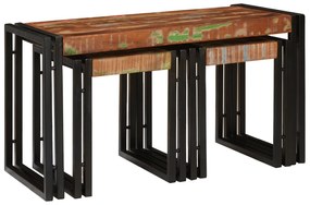 vidaXL Mesa de Apoio - Kit com 3 Mesas de Madeira Recuperada Sólida