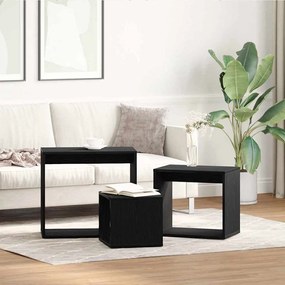 vidaXL Mesa de Ninho 3 pcs Carvalho Preto 55 x 30 x 50 cm