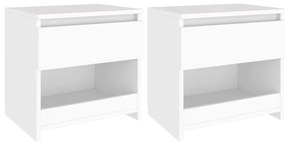 Mesas de cabeceira 2 pcs 40x30x39 cm derivados madeira branco