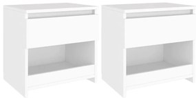 vidaXL Mesas de cabeceira 2 pcs 40x30x39 cm derivados madeira branco