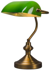LED Candeeiro de mesa clássico inteligente bronze com vidro verde incl. Wi-Fi A60 - Banker Clássico / Antigo,Retro