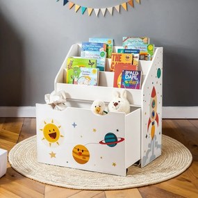 Estante infantil de arrumação decorada 29,5 x 62,5 x 70 cm branca