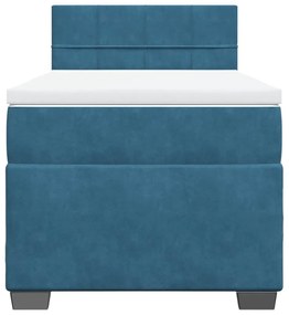 Cama boxspring com colchão 90x200 cm veludo azul