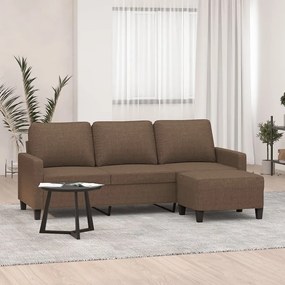 vidaXL Sofá de 3 lugares com apoio de pés 180 cm tecido castanho