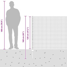 Cerca Euro com 10 Postes Cinza 1,2x10 m Aço