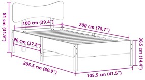 Cama sem colchão 100x200 cm madeira de pinho maciça