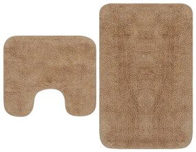 vidaXL Conjunto tapetes de casa de banho 2 pcs tecido bege