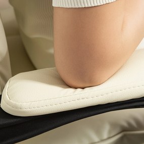 Cadeira de Escritório com Apoio para os Pés Encosto Reclinável e Revestida em Couro Sintético  66x72x113-121 cm Bege