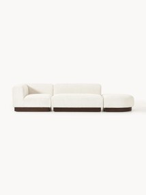 Chaise longue modular em teddy-bouclé com banco Natalie