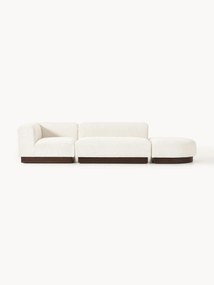 Módulo com chaise longue em teddy-bouclé Natalie, com repousa pés