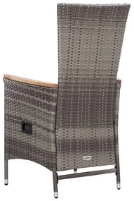 3 pcs conjunto lounge de jardim c/ almofadões vime PE cinzento