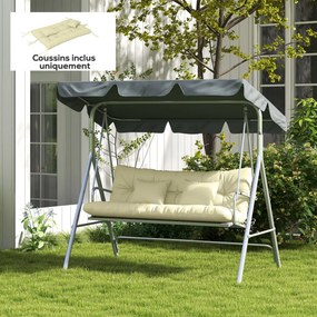 Conjunto de 4 almofadas de exterior para baloiço de jardim (NÃO INCLUIDO), composto por 1 almofada de assento, almofadas de encosto e 2 almofadas de c
