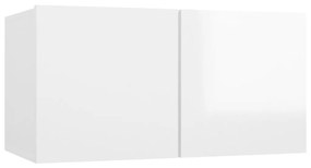 Móveis de TV 4 pcs 60x30x30 cm contraplacado branco brilhante