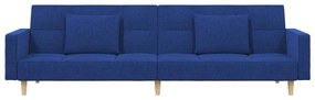 Sofá-cama 2 lugares com duas almofadas tecido azul