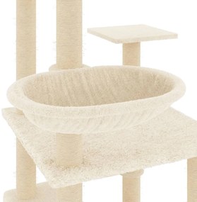 Árvore para gatos c/ postes arranhadores sisal 141 cm cor creme