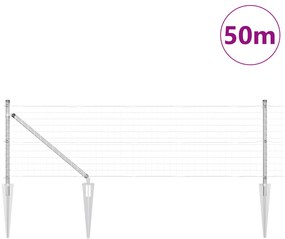 Cerca Euro com 13 Postes em Ponta 0.4x50 m Aço Galvanizado