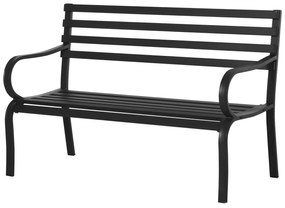 Outsunny Banco de Jardim em Metal Banco de Exterior de 2 Lugares com Apoios de Braços Capacidade 240 kg 127x58x82 cm Preto