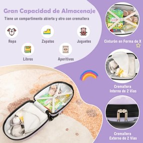 Bagagem de mão para crianças com rodas Mala de viagem rígida aprovada para aviões com pega de alumínio, 2 níveis, portátil para crianças Rosa