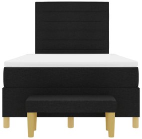 Cama Box Spring com Colchão e Banco Preto 120x200 cm Tecido