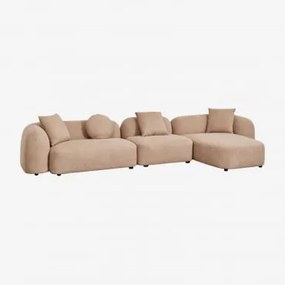 Sofá Modular Chaise Longue Direito De 3 Peças Em Chenille Coco Chenille Grossa Castanho Latte - Sklum