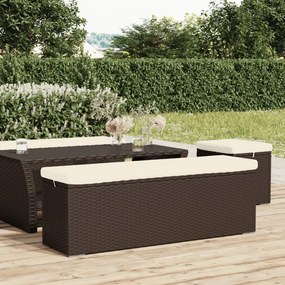 vidaXL Banco otomana com almofadão 110x30x40 cm vime PE castanho