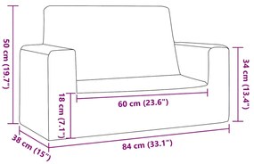 Sofá infantil de 2 lugares pelúcia cor creme