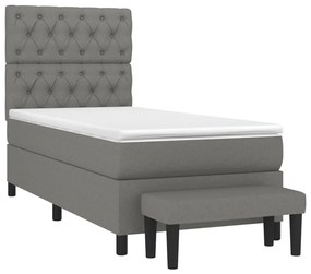 Cama com molas/colchão 80x200 cm tecido cinzento-escuro
