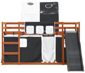 Beliche com escorrega e cortinas 90x190 cm branco e preto