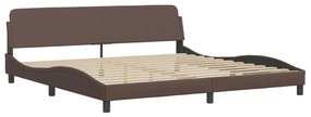Cama com colchão 200x200 cm couro artificial castanho
