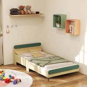 Cama Infantil Baixa, 194,8 x 103 x 60,5 cm (COLCHÃO NÃO INCLUIDO) , Barreiras de Segurança, Verde