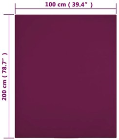 Lençóis ajustáveis 2 pcs 100x200 cm algodão jersey bordô