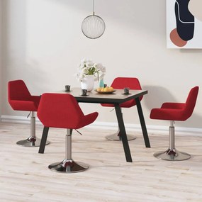 vidaXL Cadeiras de jantar giratórias 4 pcs tecido vermelho tinto
