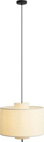 Pendente Japandi Preto com Abajur de Linho Branco 50cm - Rieu