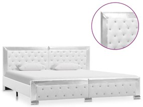 vidaXL Estrutura de cama em couro artificial 180x200 cm branco