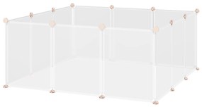 Cerca para Pequenos Animais Gaiola Modular de Metal com 12 painéis e 24 conectores para coelhos, porquinhos-da-índia 105x105x45 cm Branco