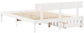 Cama sem colchão 140x190 cm madeira de pinho maciça branco