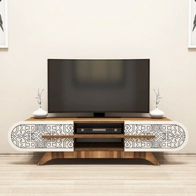 Móvel TV Defne – Nogueira e Creme – 145x37x37 cm