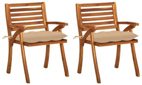 Cadeiras de jantar jardim c/ almofadões 2 pcs acácia maciça