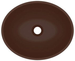 Lavatório luxuoso oval 40x33cm cerâmica castanho-escuro mate