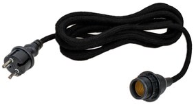 Cordão de luzes preto com ficha e casquilho E27 5m IP54 - Arteixo