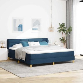 vidaXL Cama Box com colchão com cabeceira Azul 180 x 200 cm tecido