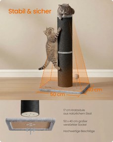 Arranhador para gatos com 85 cm de altura, tronco em sisal XXL, Preto