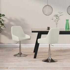vidaXL Cadeiras de jantar giratórias 2 pcs tecido cor creme
