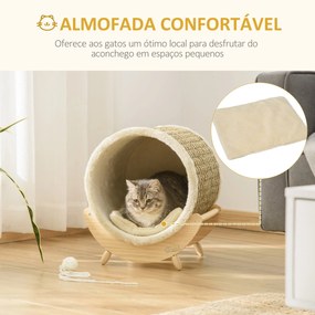 PawHut Cama Elevada para Gatos Caverna para Animais de Estimação Aparê