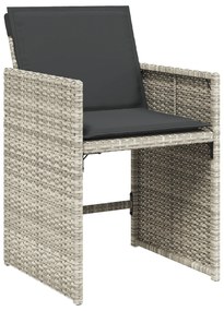 Conjunto de Jantar de Jardim vidaXL 9 Peças com Almofadas Cinza Claro