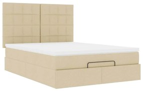 Estrutura de cama otomana com colchão tecido creme 140x200cm