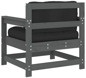 Cadeiras de jardim c/ almofadões 2 pcs pinho maciço cinzento