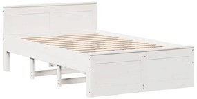 Cama sem colchão com cabeceira 135x190 cm pinho maciço branco