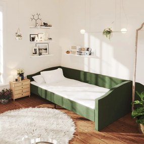Sofá-cama c/ saída USB 90x200 cm tecido verde-escuro